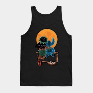 Alien and Girl Gazing at the Moon Tank Top